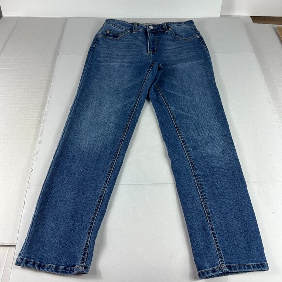 Oat New York Jeans Women's 29x27* Mid Rise Straight Crop Blue Faded Denim Tag 28 - Picture 1 of 16